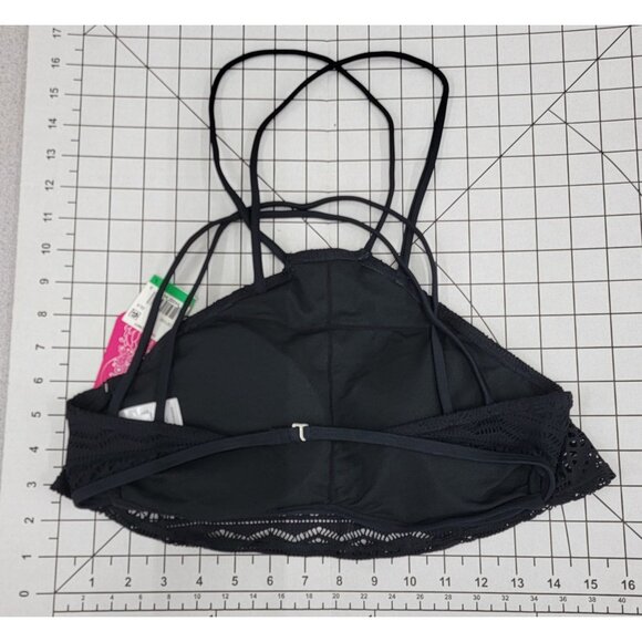 NWT Hula Honey L Black High Neck Crochet Bikini Swim Top Swimsuit #86315 - Picture 2 of 3
